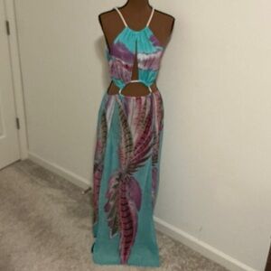 Tropical Cutout Maxi Dress